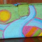 Hand Painted Wallet Handbag Purse Funky Abstract Painting 
