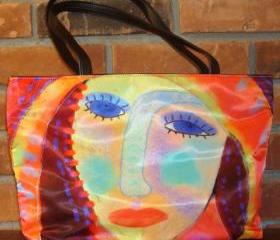 Abstract Art Handbag Shoulder Bag Purse My Original Digital Painting of a Red Haired Woman