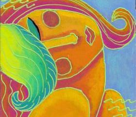 Hand Painted Ceramic Art Tile - Colorful Abstract Portrait of a Woman