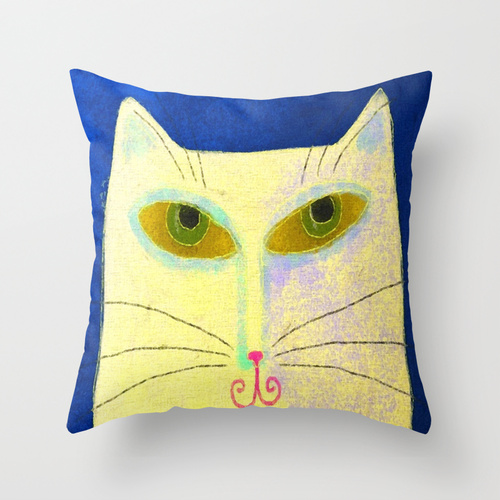 yellow cat abstract painting on decorative throw pillow cover case my funky abstract digital painting - Decorative Throw Pillows yellow cat abstract painting on decorative throw pillow cover case my funky abstract digital painting - Decorative Throw Pillows